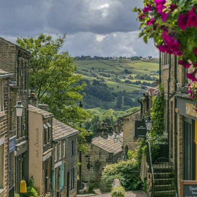 haworth main street bronte country west yorkshire england